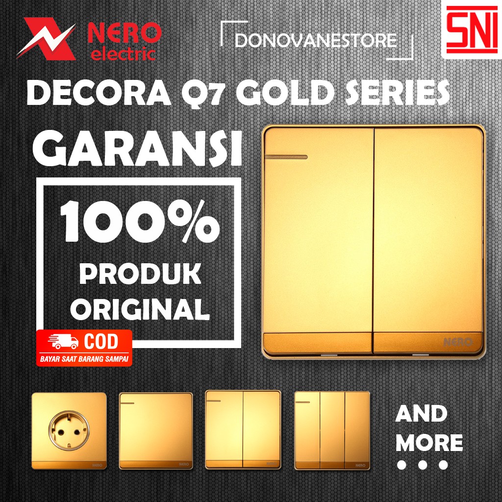 SAKLAR NERO DECORA Q7 GOLD STOP KONTAK NERO SAKLAR GOLD NERO SAKLAR SAKLAR LAMPU SAKLAR SERI