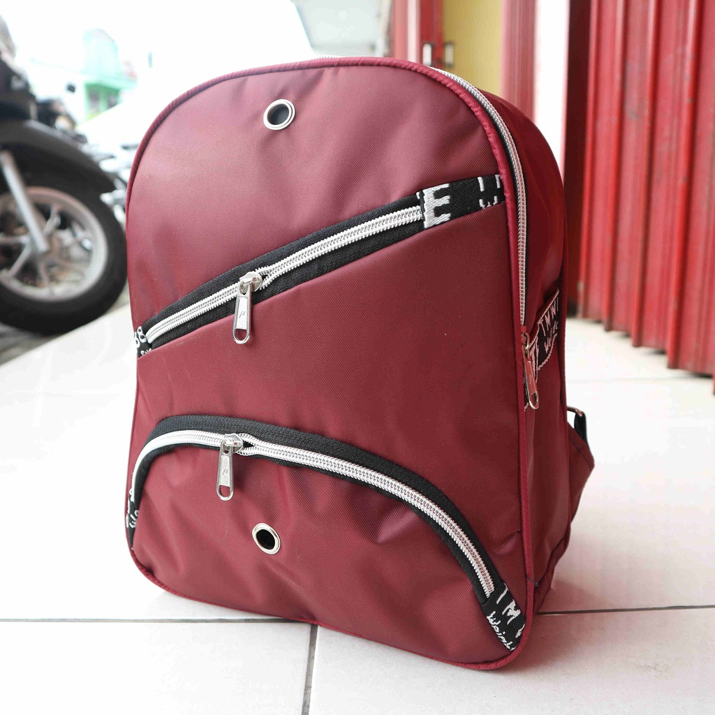 Tas Punggung Kekinian Trendy Kece Tas Longcem Cewek Merah Fashionable