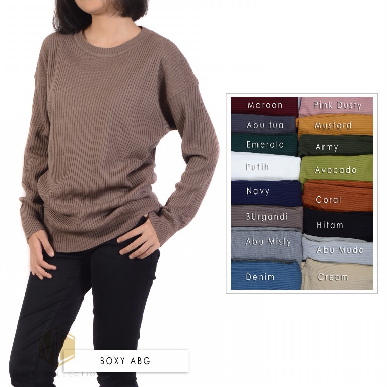 BOXY ABG PREMIUM - Baju Rajut Korea - Sweater Rajut Wanita - boxy sweater - sweater oversize - Rajut-1