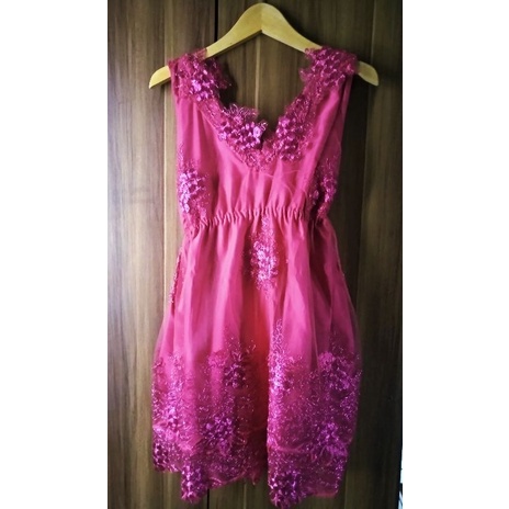 Preloved Dress Burkat pink fanta