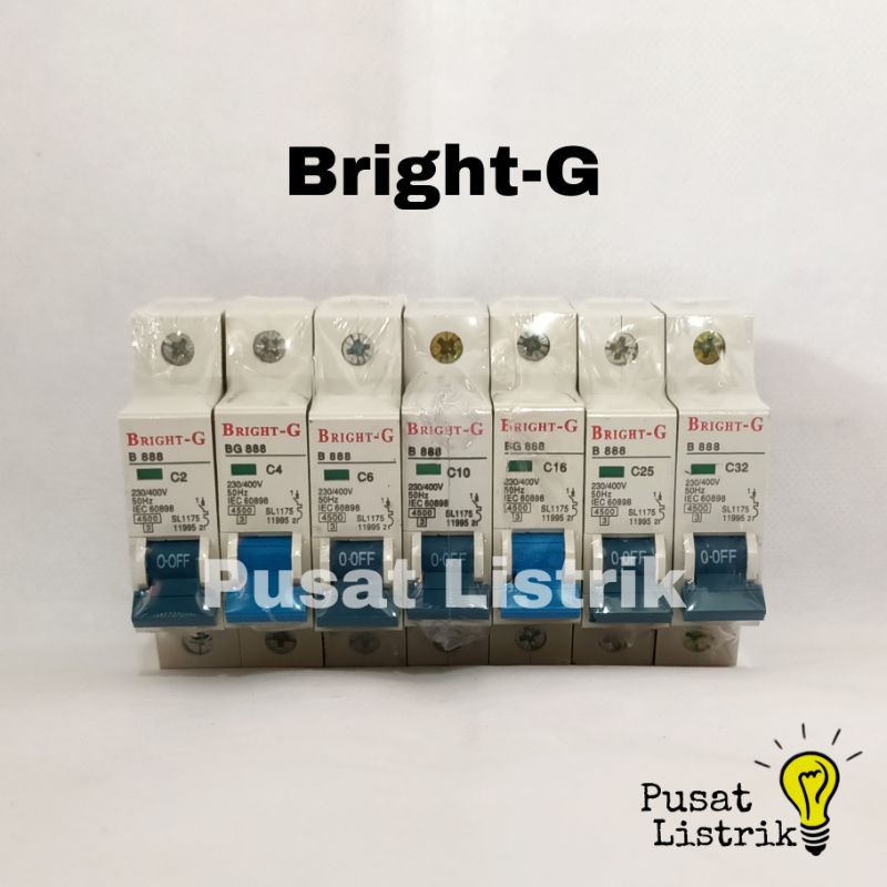 MCB Bright G 1 Phase 2A 4A 6A 10A 16A 25A 32A MCB Pemutus Arus Listrik 2A-32A