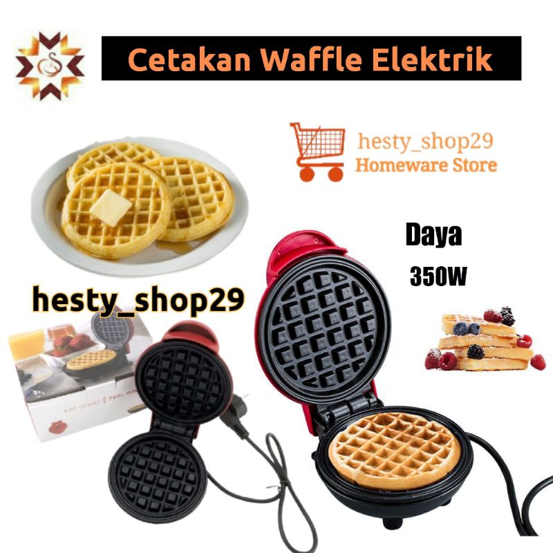 Cetakan Waffle Elektrik Citakan Waffle Wafel Croffle Bulat Mini Waffle Maker Electric Cetakan Wafel 
