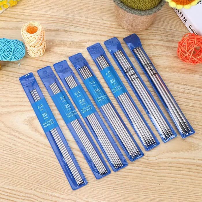 SET JARUM RAJUT KNITTING DPN STAINLESS STEEL 35PC SET ALAT RAJUT 20CM