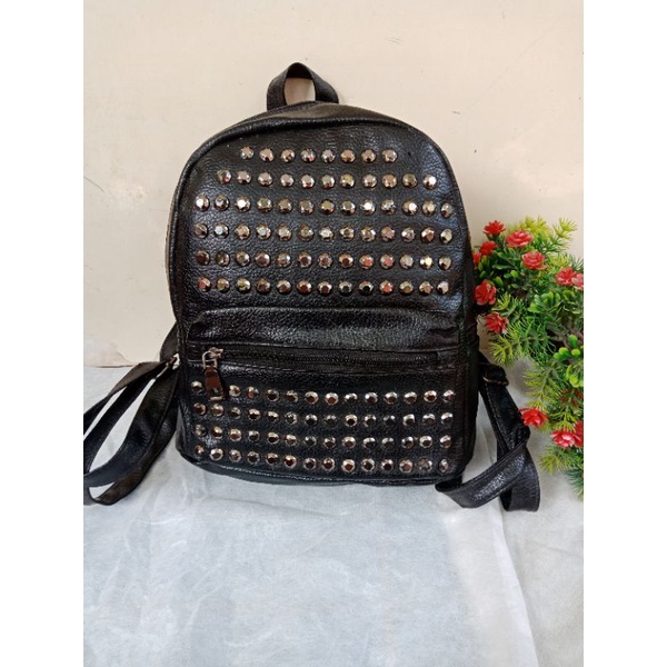 RANSEL KULIT ASLI BLINK STUDE,  PRELOVED RANSEL KULIT KEREN,  RANSEL KULIT ASLI,  RANSEL KULIT SECON