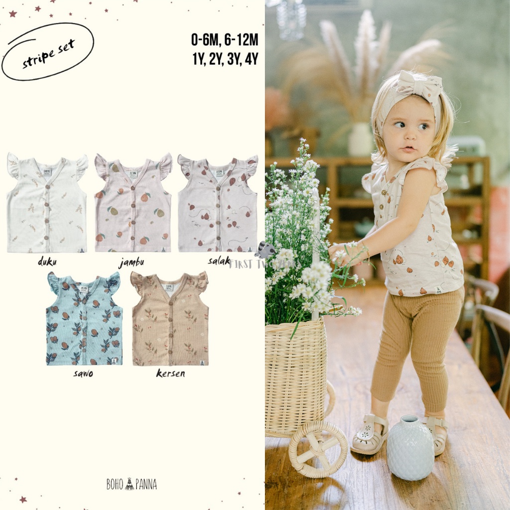 Bohopanna - Ruffle Top Motif / Atasan Anak Perempuan