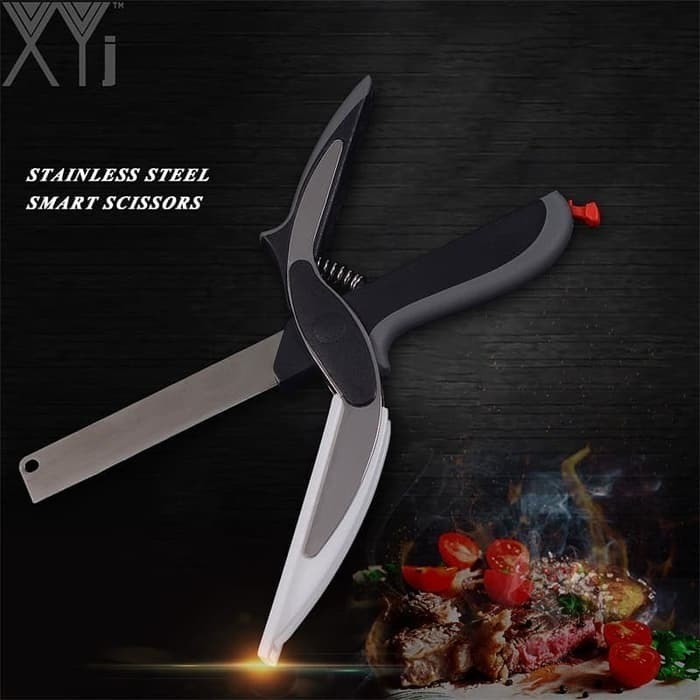 CLEVER CUTTER PISAU GUNTING 2 IN 1 PEMOTONG SAYUR DAGING SERBAGUNA  Kini adalah revolusioner pisau d