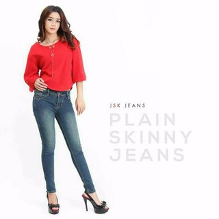  Celana  JEANS  Wanita  Skinny pANJANG JUMBO HITAM NAVY BIG  