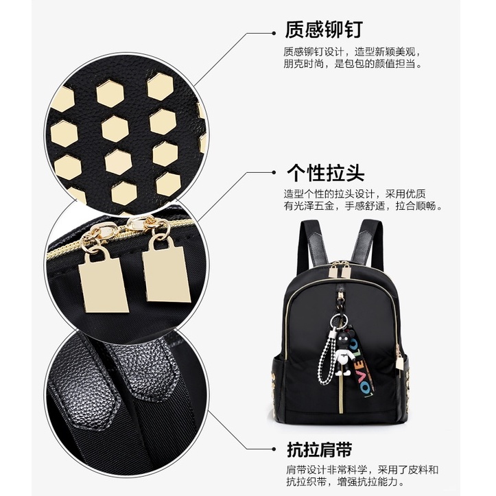 Tas Ransel Wanita Free Gantungan Fashion Style Tas Sekolah Kuliah Backpack Cewek Tas Punggung Multifungsi Kulit Oxford Azgalery T254