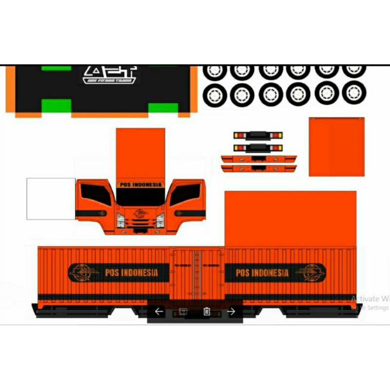 🆕 Lembaran PaperCraft Truk BOX Kargo POS INDONESIA Ukuran : P.20cm L.5,5cm T.±8cm