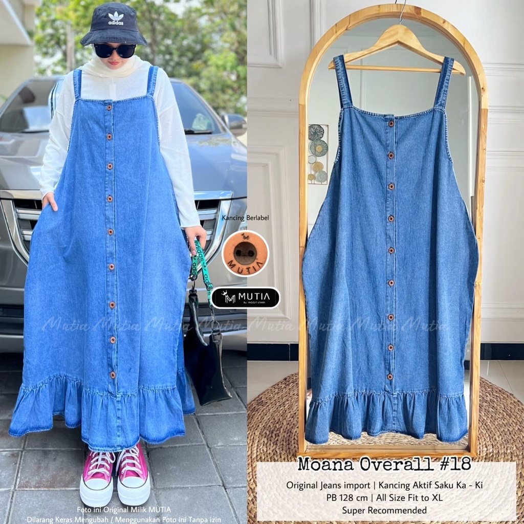 OVERALL DAN JUMPSUIT JEANS / 18.7 / BUTTON MOSYA PEBRIE MIYA MOELA LOLLITA CLARA MOANA FROGGIE / BAJU WANITA ALLSIZE JUMBO / MUTIA