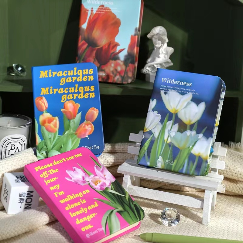

A7 Small notebook Style flower carry pocket book portable notepad small record memo INS student mini simple words book thick stationery diary