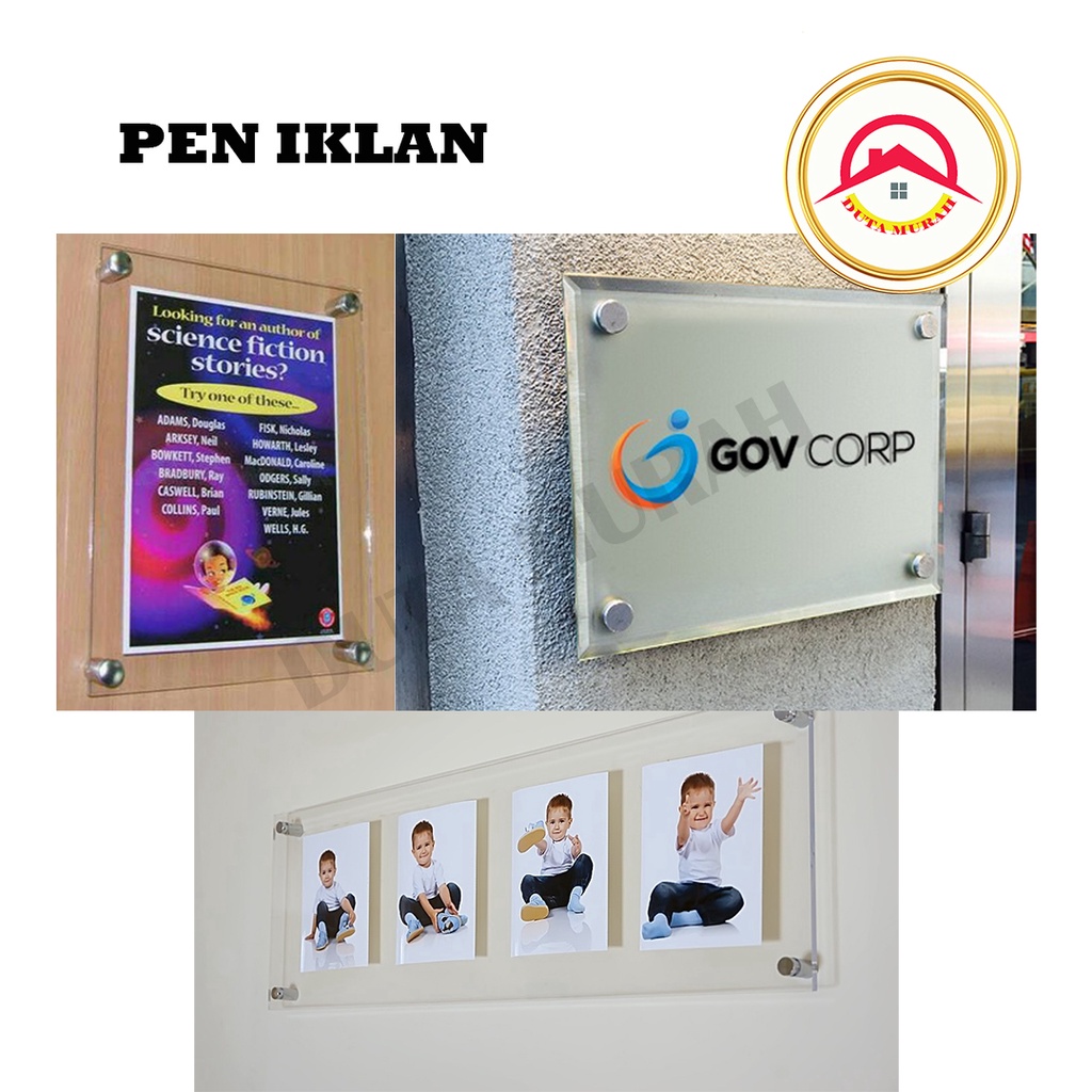 Pen Iklan 19 x 30 mm / Pen Baut Iklan Kaca Akrilik Sign Board Stainless Steel Dinding Reklame