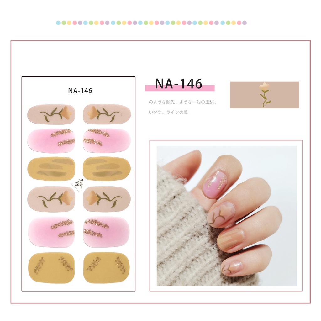 Na141-160Pcs / Lembar Stiker Kuku Palsu 3d Bronzing Untuk Nail Art Diy