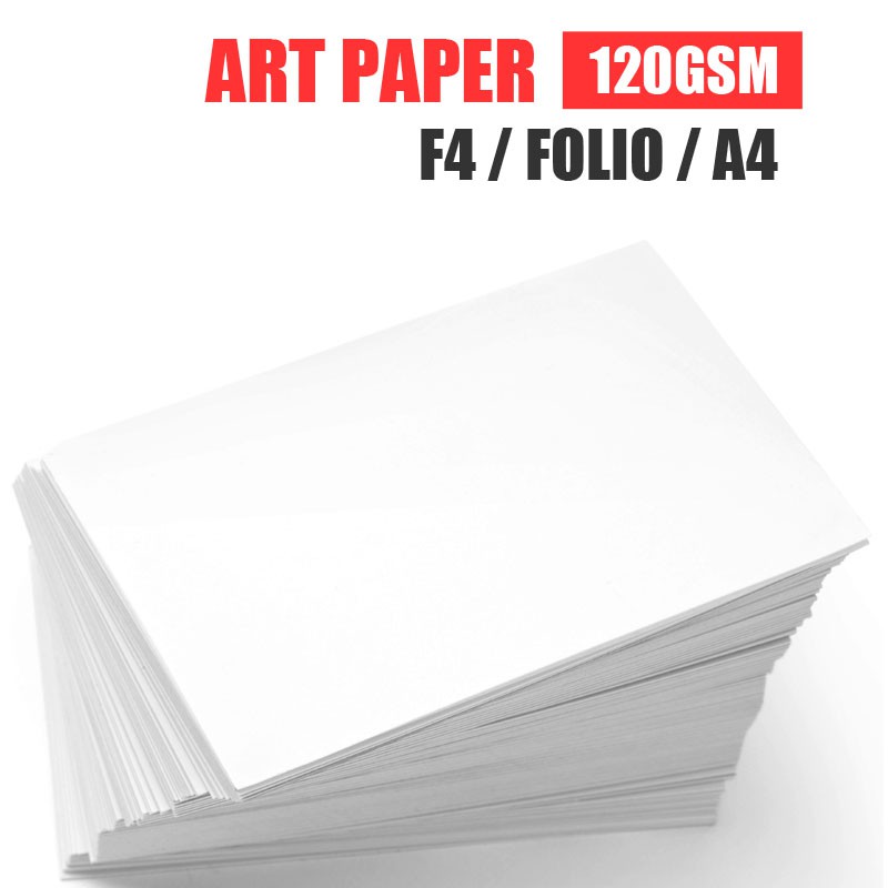 50 Lembar Kertas Art Paper 120 Gram Gsm Artpaper F4 Folio A4 Brosur Kalender Flyer Poster 1177