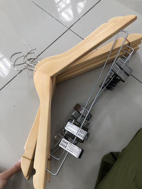 Grosir 10pcs Hanger Jepit Kayu Palang Cantolan Celana Hanger Rok Tebal Perlengkapan Toko Pakaian