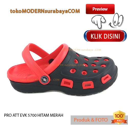 PRO ATT EVK 5700 HITAM MERAH sandal anak sandal bakpao ringan