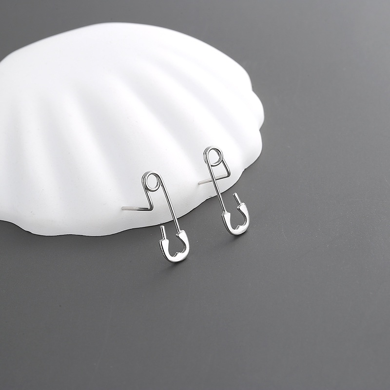 Anting Tusuk Desain Peniti Kertas Untuk Pasangan / Pria / Wanita