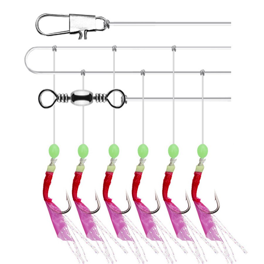 6 In 1 Kait Umpan Pancing Lembut Bercahaya 8 # 10 # 12 # 15 #