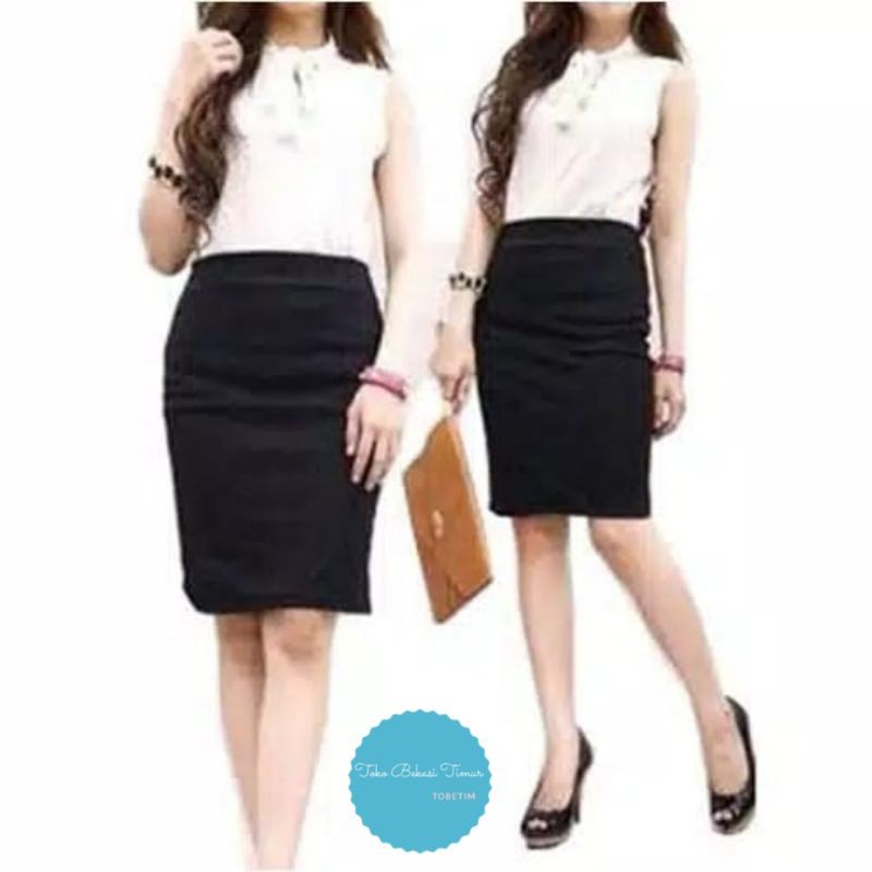 Rok Span Pendek Warna Hitam Rok Kerja