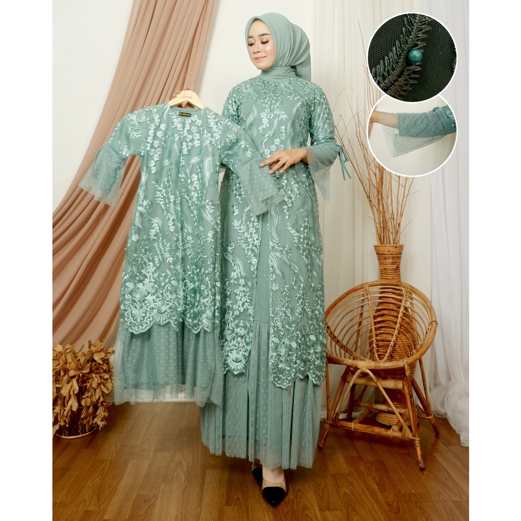 Sierra -  GAMIS TILLE GLITER EVIOLA COUPLEAN IBU DAN ANAK GAMIS MODERN DRESS MEWAH ONE SET GAMIS LEBARAN GAMIS KEKINIAN SET BAJU COUPLE IBU DAN ANAK GAMIS LEBARAN GAMIS KONDANGAN BAJU SERAGAM OUT FIT ANAK FASHION MUSLIM