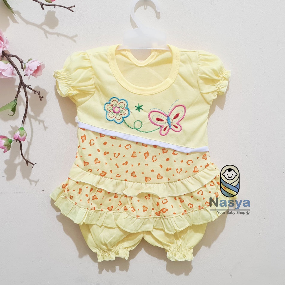 [N-072] Terbaru !! Setelan baju Bayi Perempuan Motif Lucu(3-6 bulan)