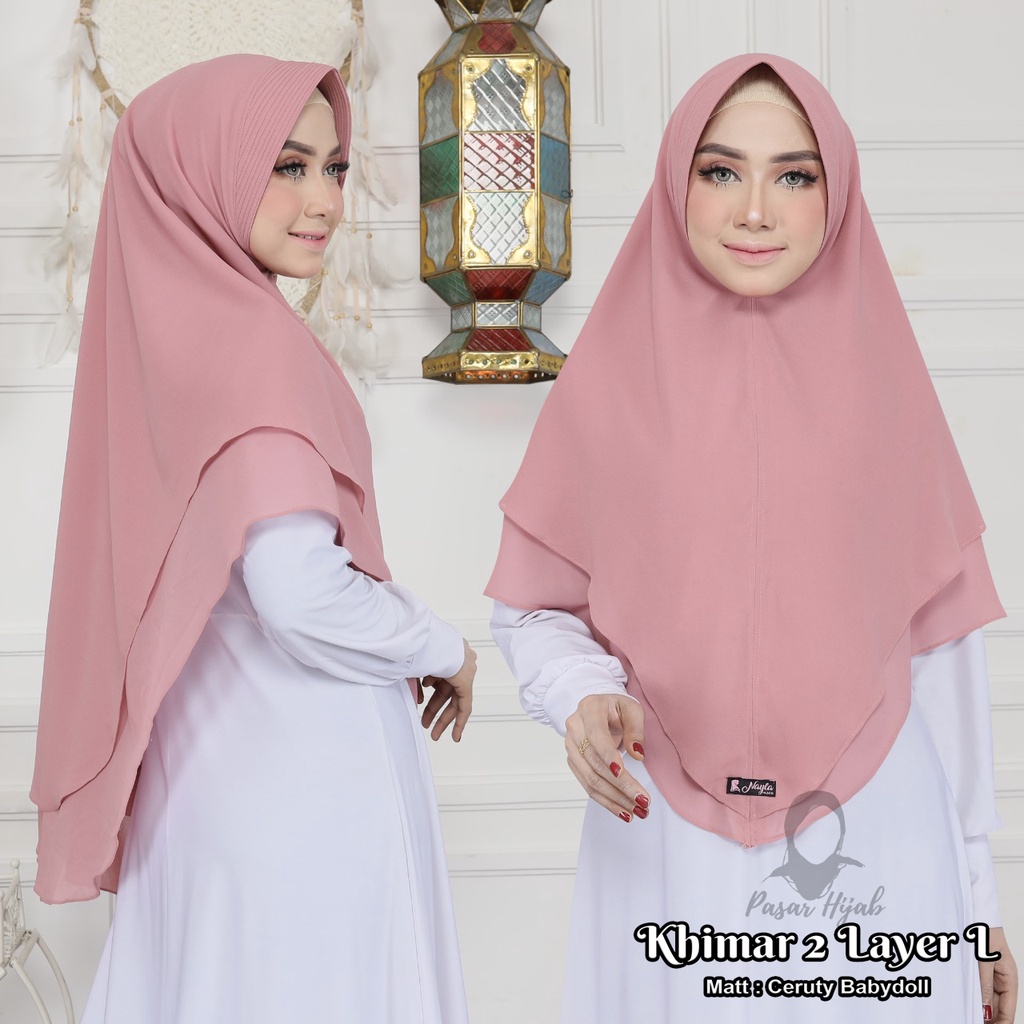 Khimar 2 Layer Size L Ceruty Babydoll Original By Nayla Hijab Kerudung Ceruty Jumbo Pasar Hija'b