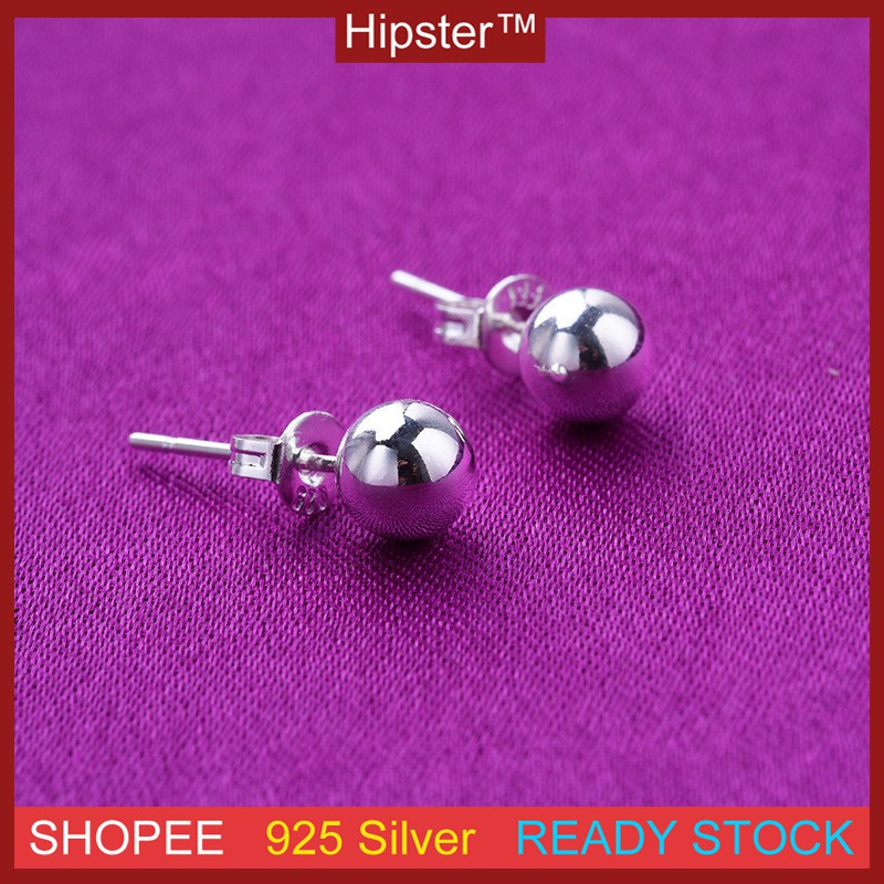 Fashion Aksesoris S925 Sterling Silver Earrings Bentuk Bola Desain Sederhana dan Joker