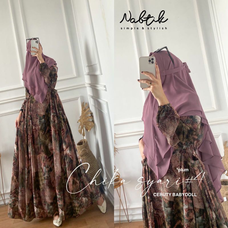 [READY STOCK] Chika Syari #4 Original Nabtik Gamis Syari Set Khimar Wanita Terbaru