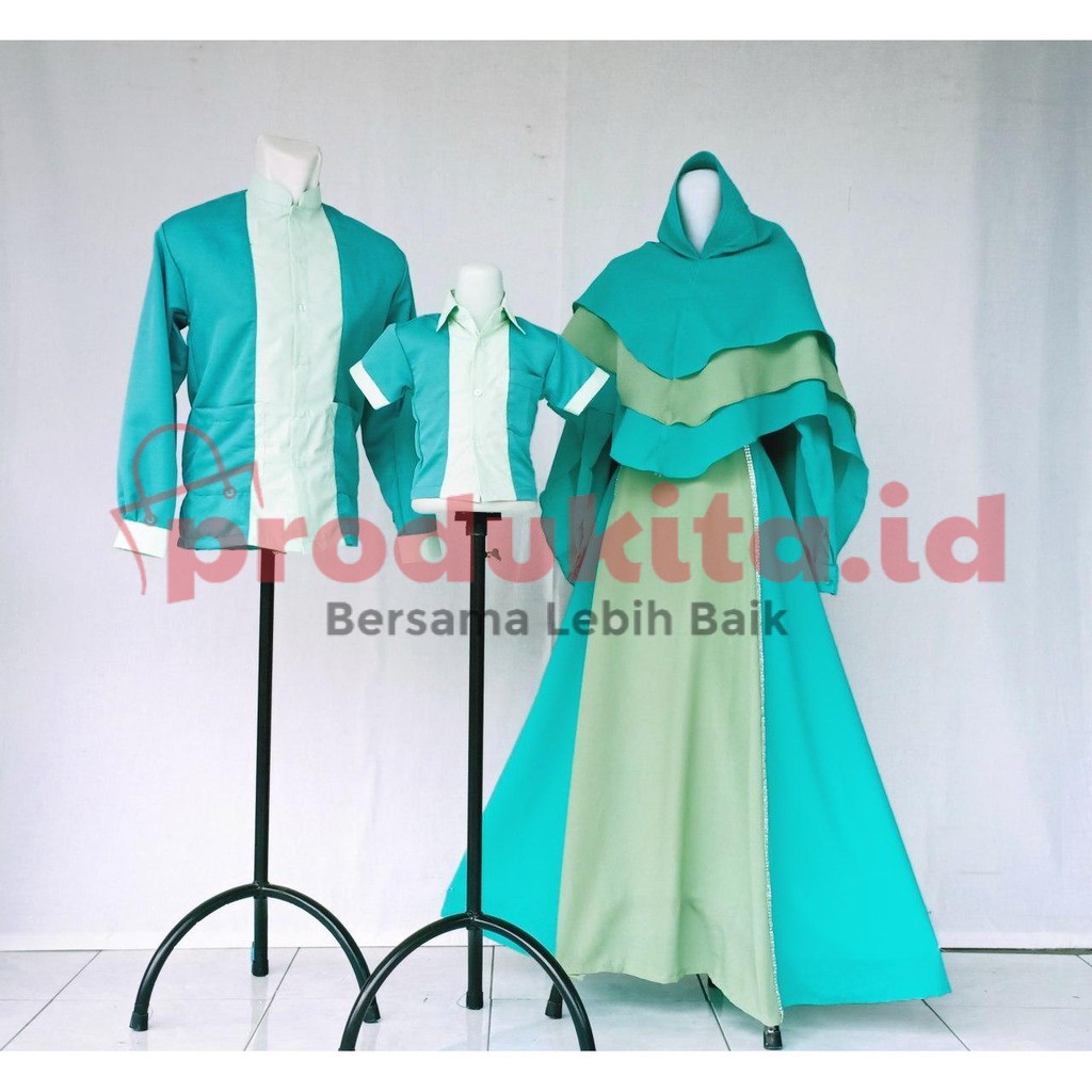 GAMIS MADINA ANAK WARNA HIJAU WARDAH KOMBINASI HIJAU MINT