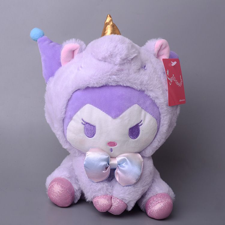 MAINAN BONEKA MELODY HELLO KITTY CINNAMOROLL POCHACCO DOG POMPOMPURIN KUROMI KOSTUM UNICORN PLUSH IMPOR