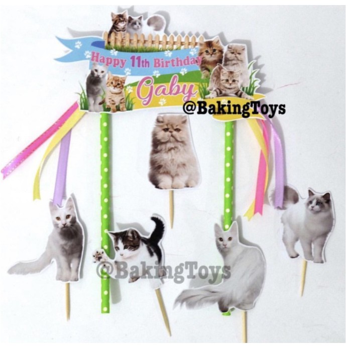 Kucing / Meong Topper Cake Birthday / Hiasan Kue Ulang Tahun