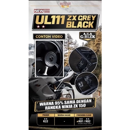 SAPPORO ULTIMATE UL111 ZX GREY BLACK WARNA RANGKA NINJA ZX150