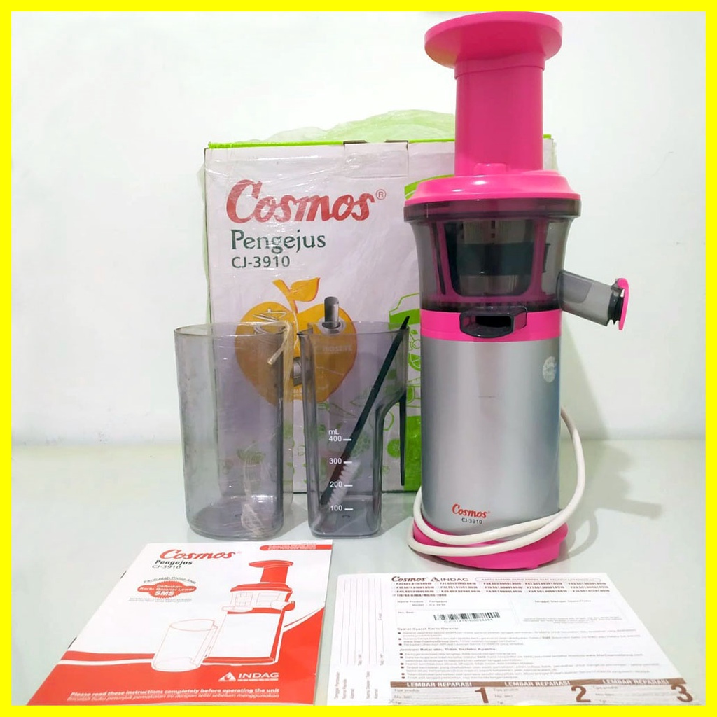 Cosmos CJ-3910 Slow Juicer Mesin Jus Pengejus Dapur Blender Buah Pink 800ml
