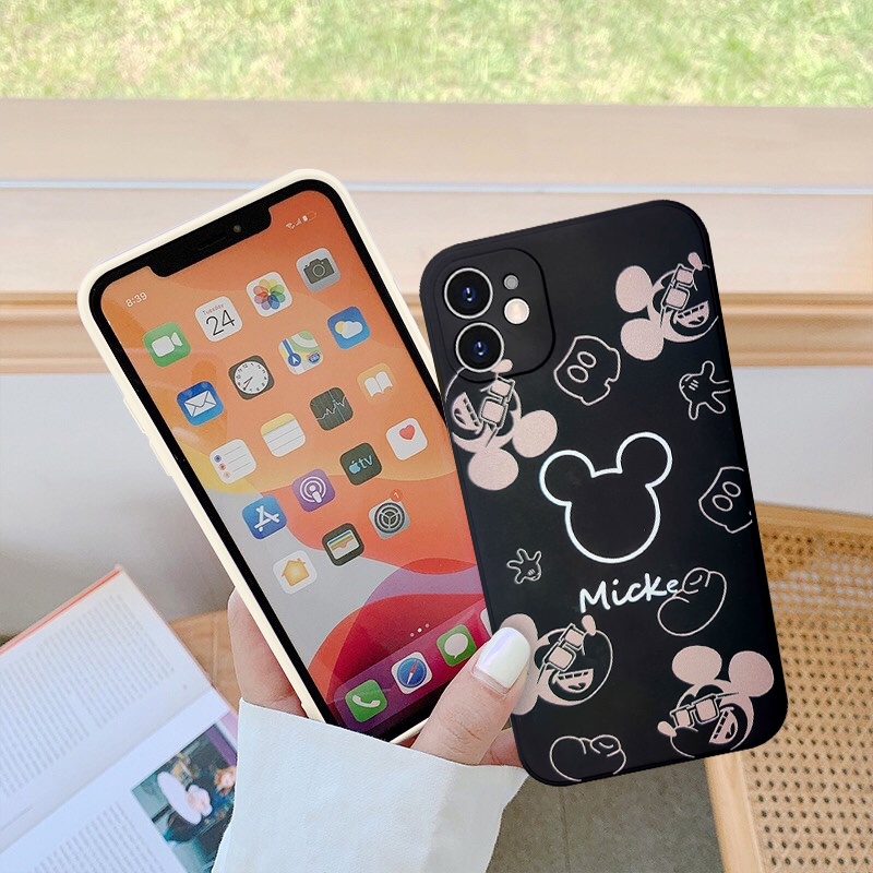 Casing Iphone 6 6s 7 8 Plus 13 11 Pro Max Xr X Xs Max Se 2020 iPhone 12 Pro Max 12 mini Gambar Kartun Mickey Minnie Warna Coklat Matte Ptu