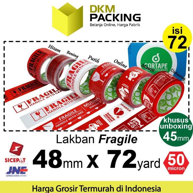 

Lakban FRAGILE 48mm PREMIUM Plakban Isolasi TERMURAH / DUS KARGO - FRAGILE BENING ---Termurah---
