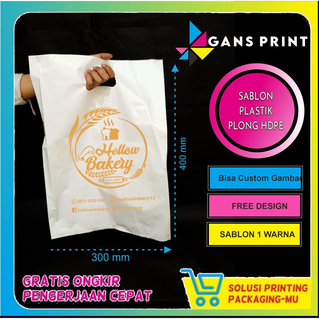 

SABLON TAS PLASTIK PLONG HDPE TERLARIS TERMURAH BISA CETAK 100 PCS