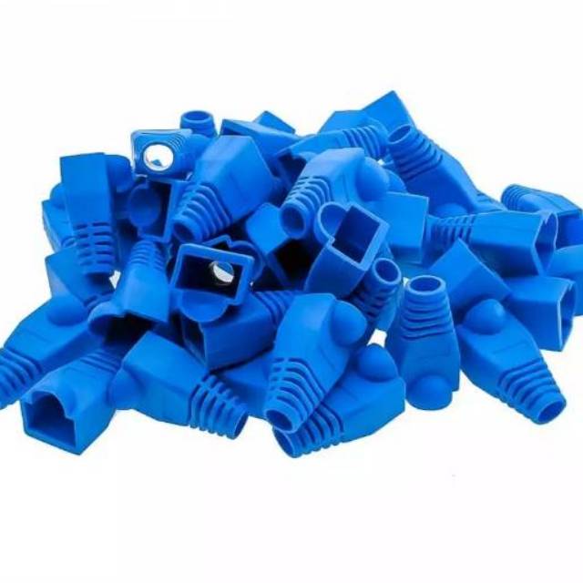 Karet Pelindung Plugboot 50 pcs konektor RJ45 CAT5E CAT6 Biru isi 50 pcs plug boot