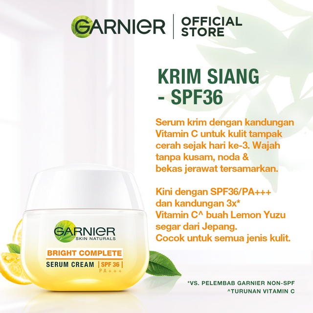 Garnier Bright Complete Serum Day Cream SPF36 Skin Care - 50ml