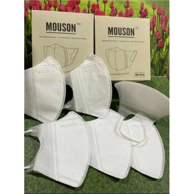 Masker Duckbill 4Ply 50 Pcs Hitam Putih Abu Mouson/ Alkindo Putih