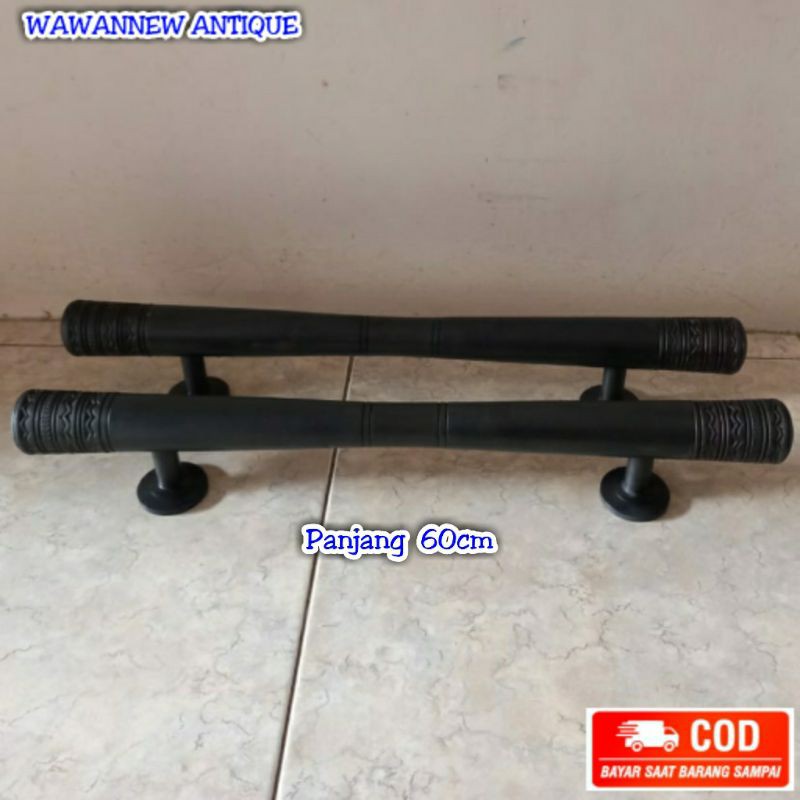 Handle Pintu / Gagang Pintu Rumah Pagar Kuningan Antik Motif Polos Lerek 60cm