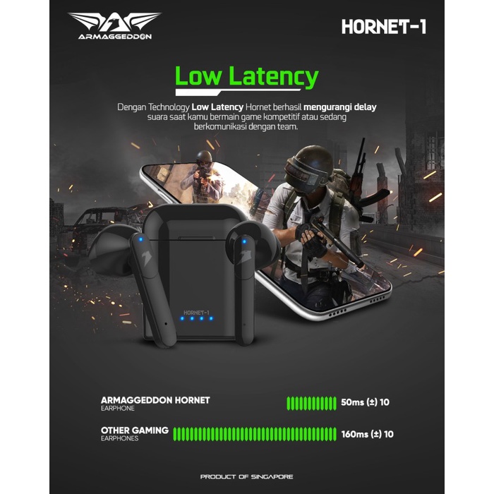 Armaggeddon Hornet 1 TWS True Gaming Wireless Earbuds Bluetooth 5.0 - HORNET 1