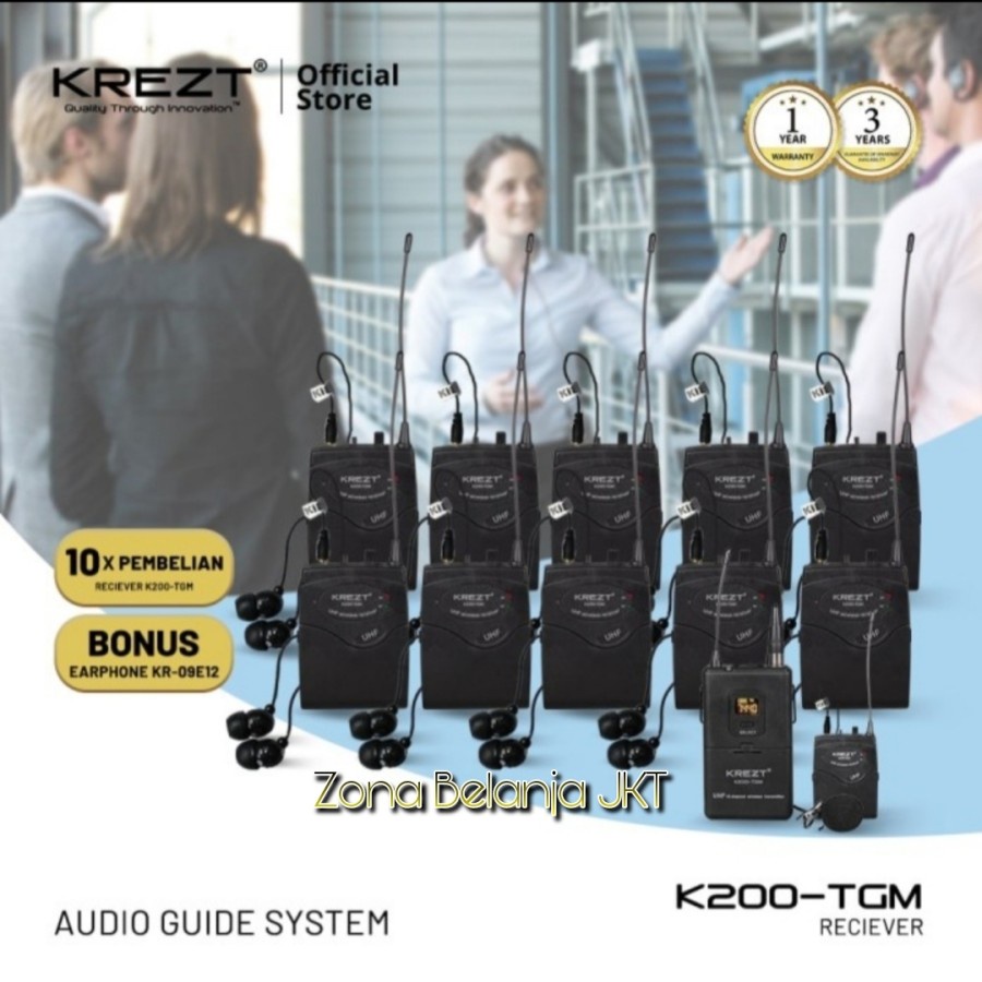 Mic Wireless Tour Guide Audio System KREZT K200 TGM Mic + Earphone Microphone Tour Guide Microphone Translater