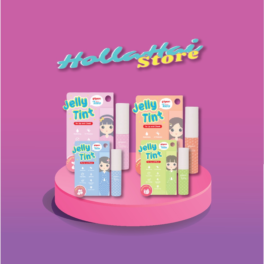 Pigeon Teens Jelly Tint Melembabkan Bibir 4 Varian Warna Berry Kiss / Cherry Kiss / Peach Kiss / Str