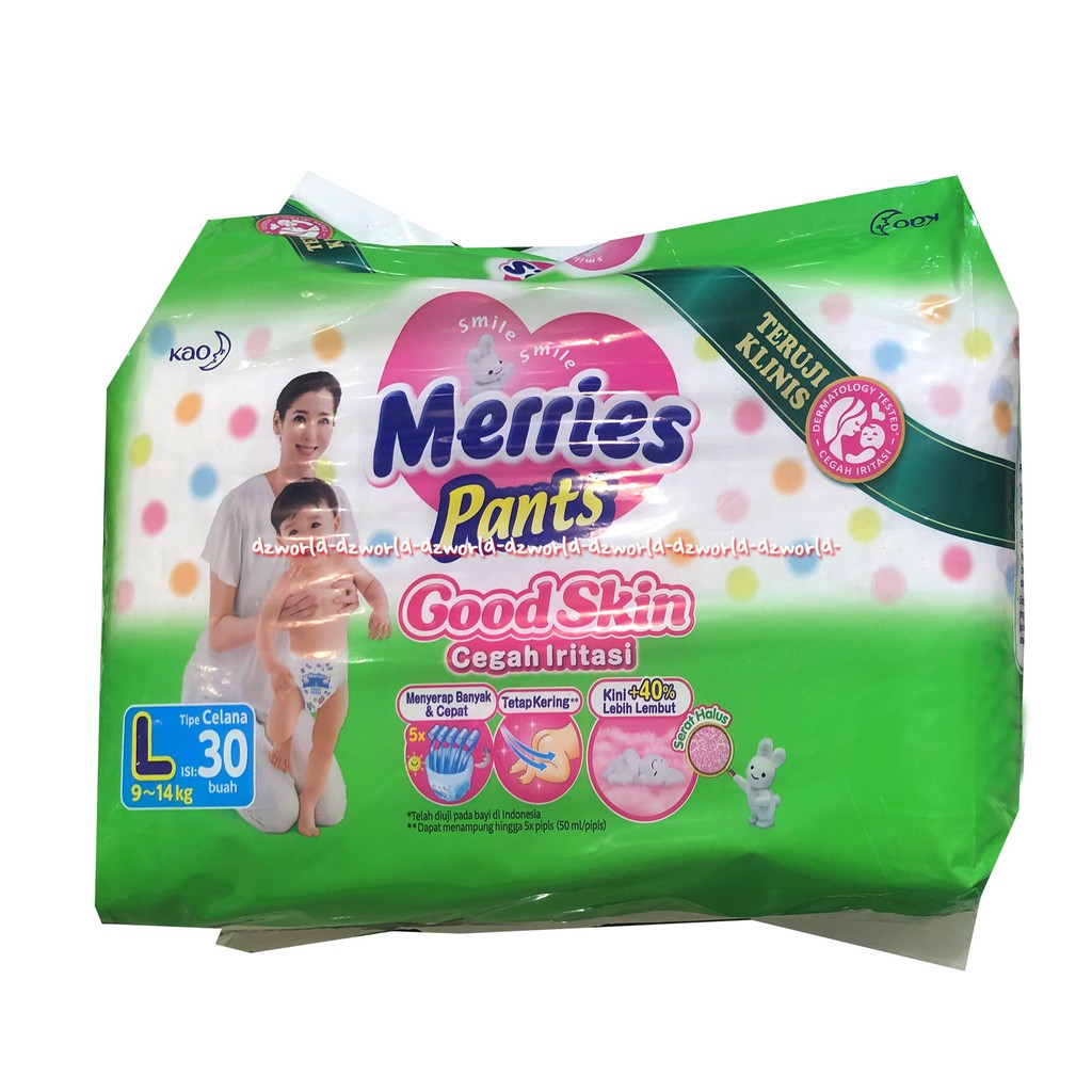 Merries Pants L Isi 30 diapers celana dari bahan berkualitas dan berdaya serap tinggi L30