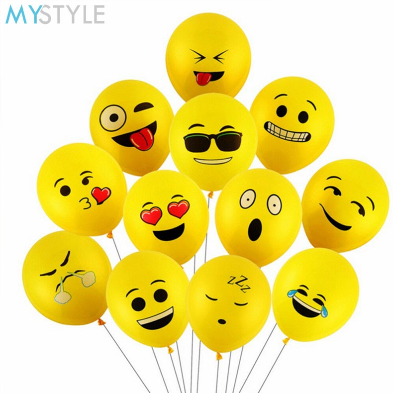 BALON LATEX EMOJI KUNING/MIX WARNA MIN 10 PCS BALON PESTA MURAH BALON ULANG TAHUN LUCU