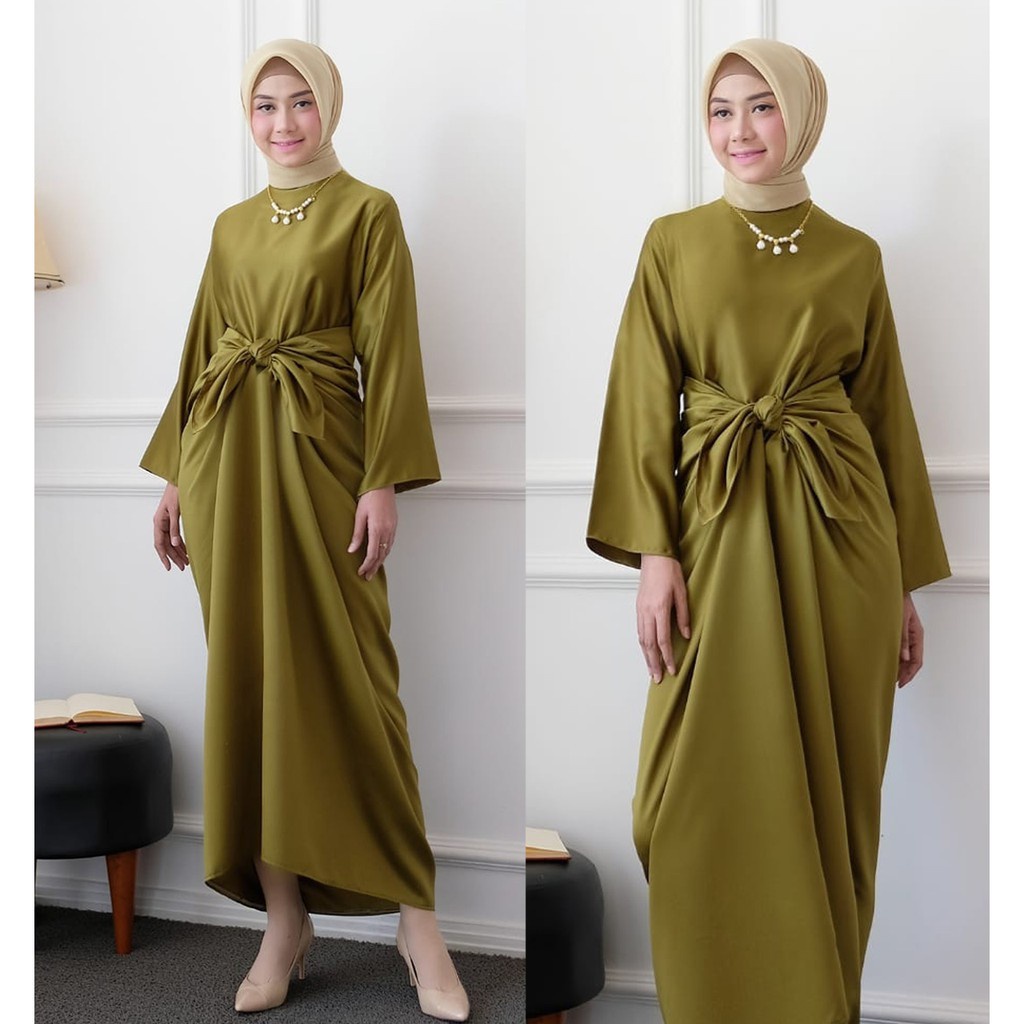 Baju Kaftan Wanita Terbaru Gamis Kaftan 2022 Ikat Polos Gamis Kaftan Lebaran Pesta Ld 100 - 106 Rema