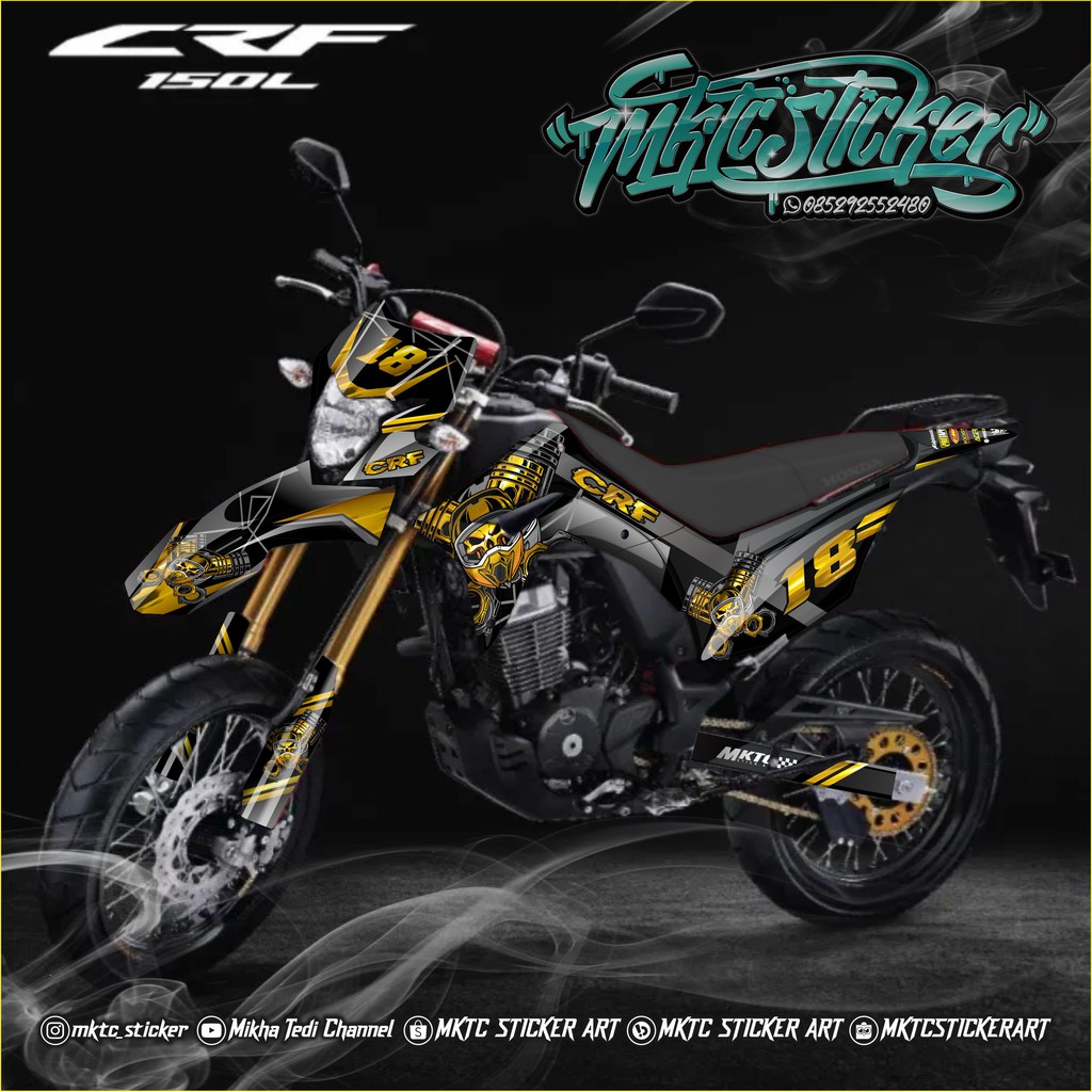 HONDA CRF DECAL STICKER GAMBAR TENGKORAK (VARIASI BAHAN KROM/HOLOGRAM BISA)
