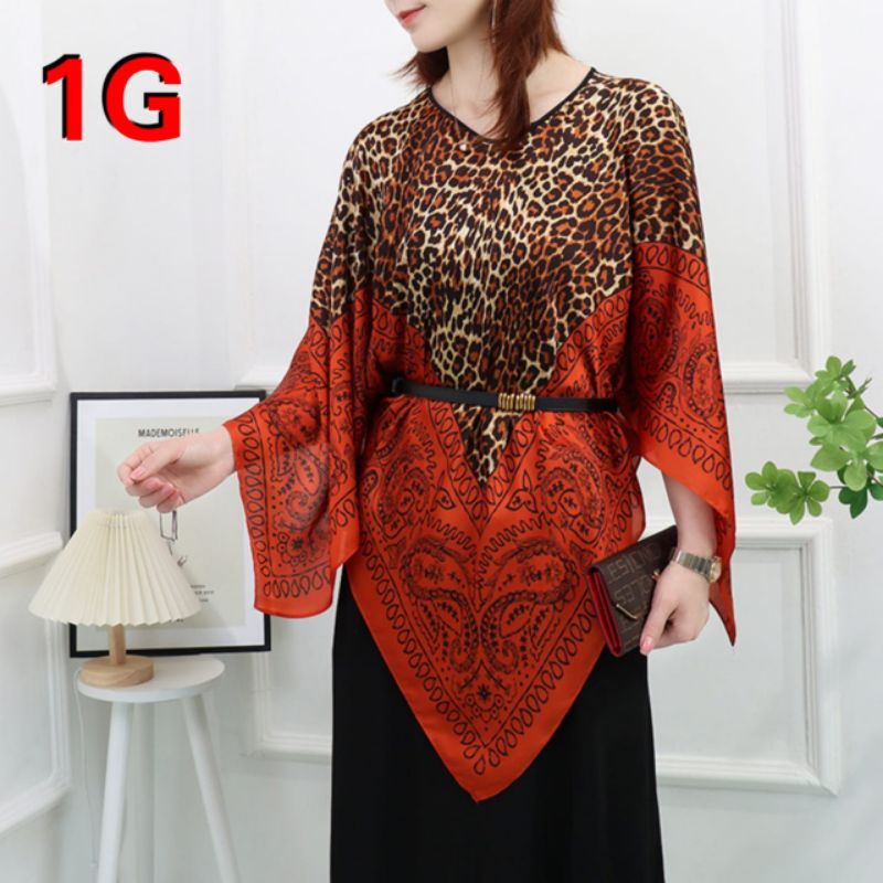 Tunik Satin Sutra Ponco Wanita Leher O Import Original