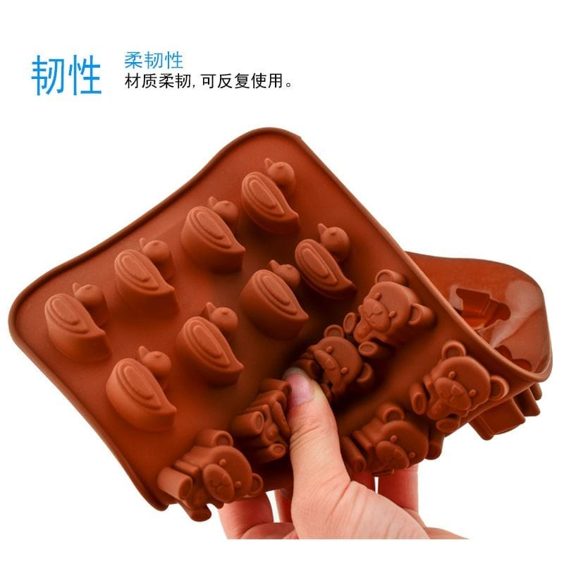 Cetakan Coklat Bebek Beruang Anjing 24 Grid Silicone Baking Chocolate Molds Cetakan Coklat Jelly Pudding Es Batu Silicone