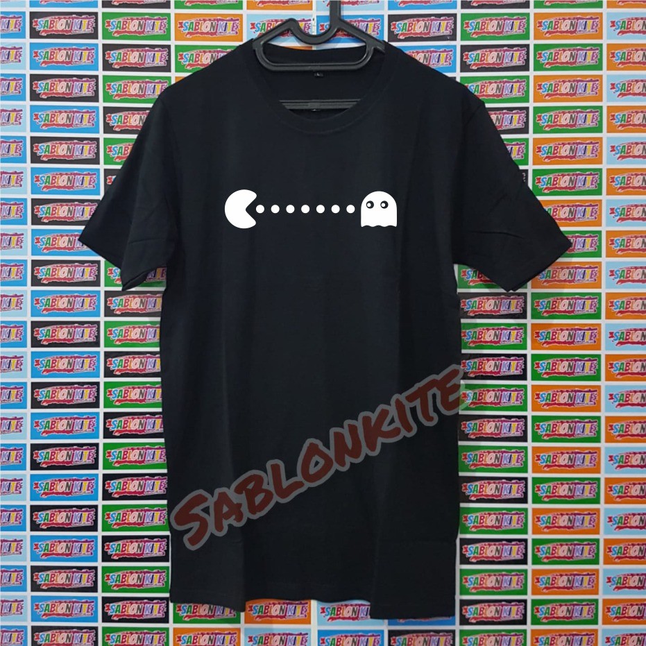 MURAH !!! KAOS SABLON PACMAN BAHAN KAOS COTTON COMBED 30S